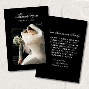 Classic Black & White Wedding Photo Thank You Card