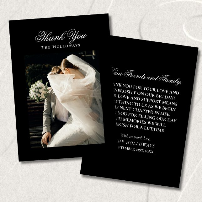 Classic Black & White Wedding Photo Thank You Card (Classic Black & White Wedding Photo Thank You Card)