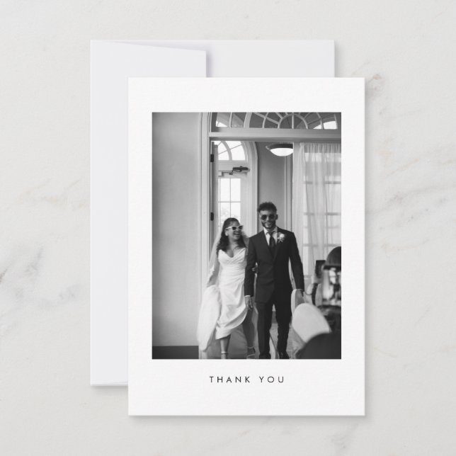 Classic Black & White Wedding Photo Thank You Card (Front)