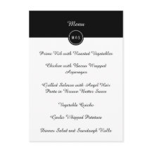 Classic Black & White Wedding Reception Menu