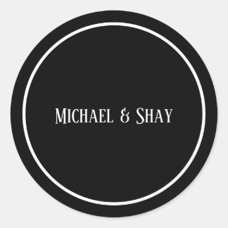 Classic Black & White Wedding Round Sticker