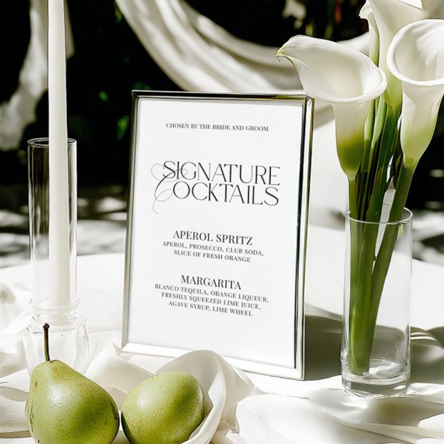 Classic Black White Wedding Signature Drinks Sign (Classic Black White Wedding Signature Drinks Sign)