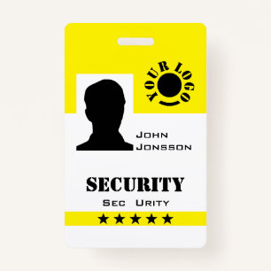 Classic Black Yellow Photo Logo Code Template ID Badge