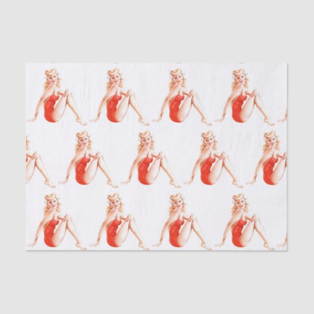 Classic Blonde Pin Up Girl Tissue Paper (Front)