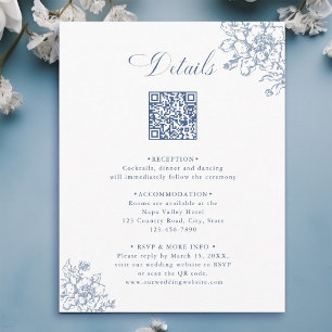 Classic Bloom Garden Dusty Blue Wedding Details Enclosure Card
