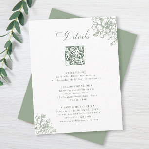 Classic Bloom Garden Sage Green Wedding Details Enclosure Card