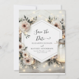 Classic Bloom Mason Jar Wedding  Save The Date