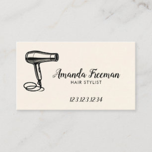 Classic Blow Dryer Elegant Hair Stylist Business Card