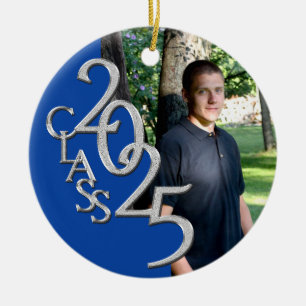 Classic Blue 2025 Graduate Photo Ceramic Tree Decoration