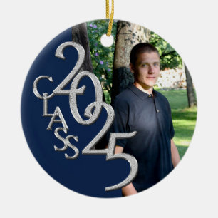 Classic Blue 2025 Graduate Photo Ceramic Tree Decoration