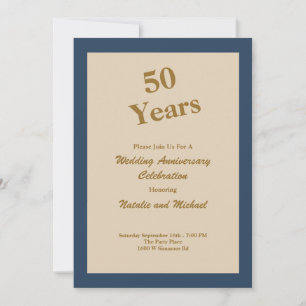 Classic Blue 50th Wedding Anniversary Invitation