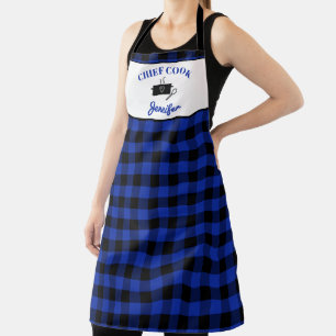 Classic Blue and Black Buffalo Plaid Cook Apron