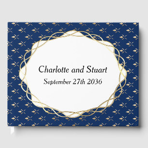Classic Blue and Gold Wedding Guest Book