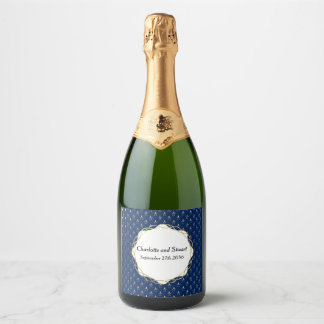 Classic Blue and Gold Wedding  Sparkling Wine Label