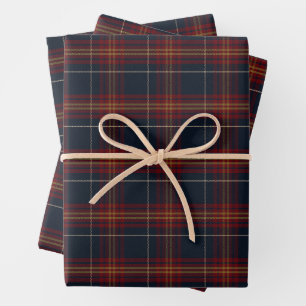 Classic Blue and Red Plaid Christmas Wrapping Paper Sheet