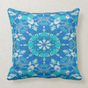Classic Blue and Turquoise Snowflake Cushion