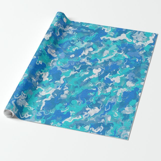Classic Blue and Turquoise Wrapping Paper (Unrolled)