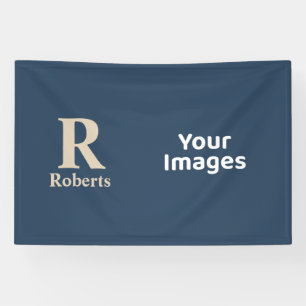 Classic Blue And Vanilla Initial/First/Family Name Banner