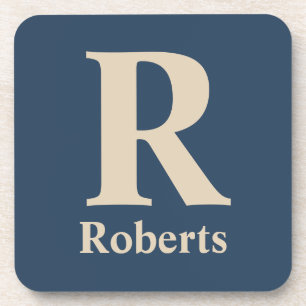 Classic Blue And Vanilla Initial/First/Family Name Coaster