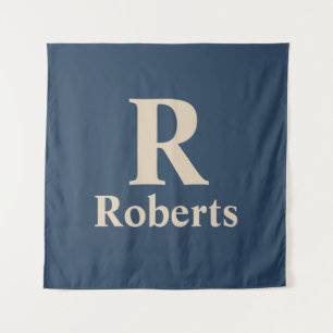 Classic Blue And Vanilla Initial/First/Family Name Tapestry