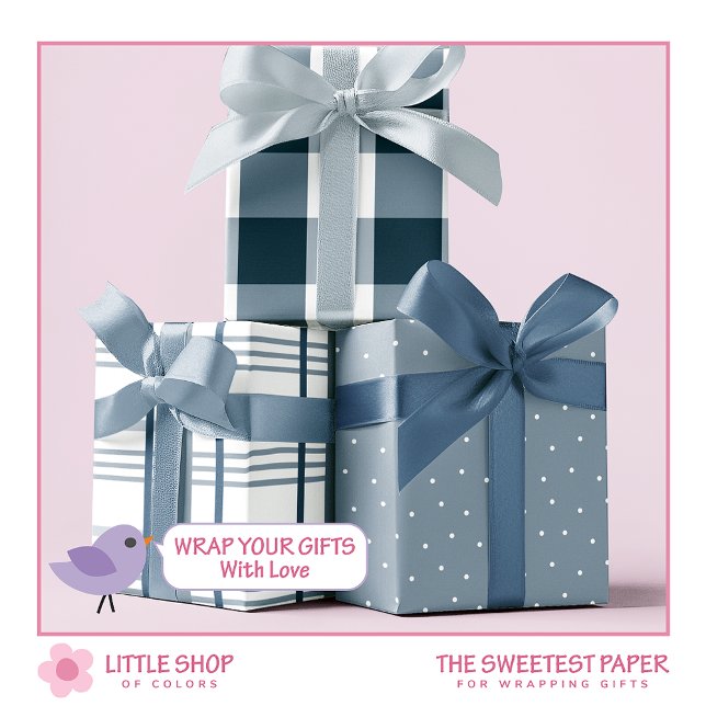 Classic Blue and White Buffalo Check Wrapping Paper Sheet (Creator Uploaded)