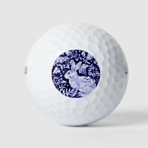 Classic Blue and White Bunny Rabbit Birds Floral Golf Balls