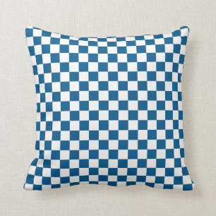Classic Blue and White Checkerboard Cushion