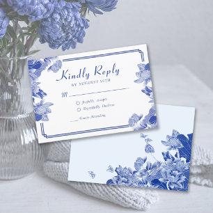 Classic Blue and White Chinoiserie Chic RSVP Card