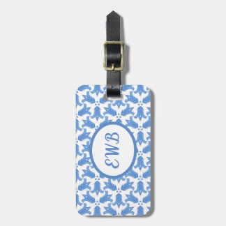Classic Blue and White Delft Tulip Floral Luggage Tag