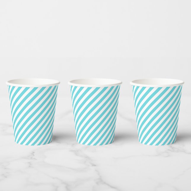 Classic blue and white diagonal stripes paper cups (Multi)