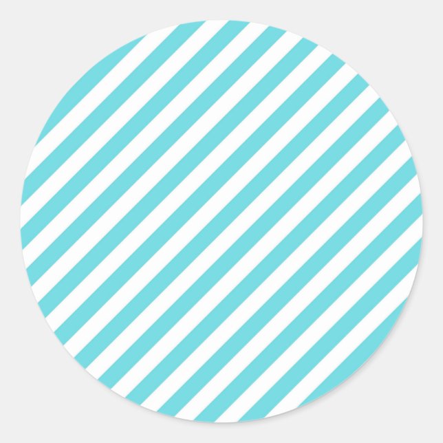 Classic blue and white diagonal stripes round sticker (Front)