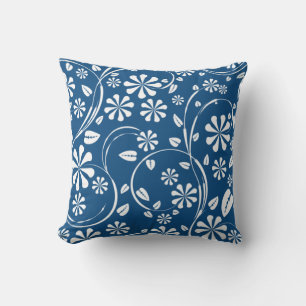 Classic blue and white floral pattern cushion