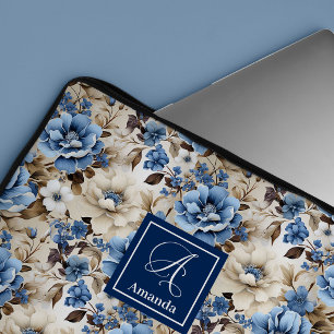 Classic Blue and White Flowers Laptop Sleeve Case