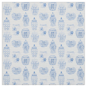 Classic Blue And White Ginger Jar Chinoiserie Fabric