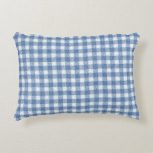 Classic Blue and White Gingham Check Decorative Cushion