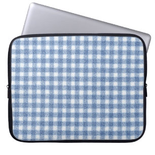 Classic Blue and White Gingham Check Laptop Sleeve