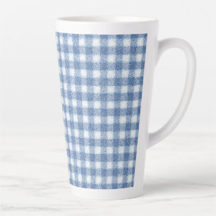 Classic Blue and White Gingham Check Latte Mug