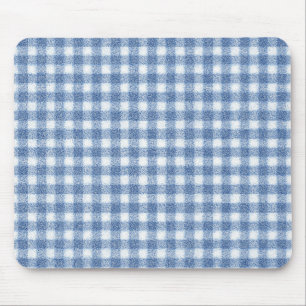 Classic Blue and White Gingham Check  Mouse Mat