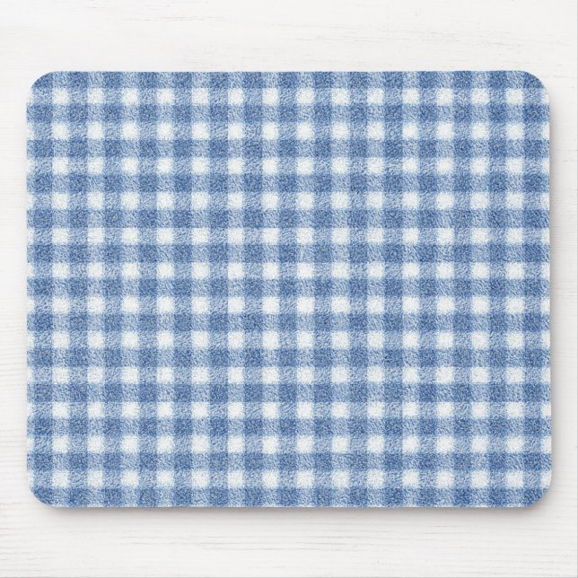 Classic Blue and White Gingham Check  Mouse Mat (Front)
