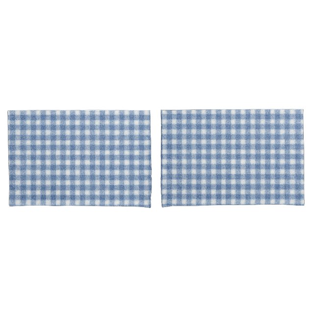 Classic Blue and White Gingham Check  Pillowcase (Front-Set)