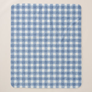 Classic Blue and White Gingham Check Sherpa Blanket