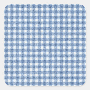 Classic Blue and White Gingham Check Square Sticker