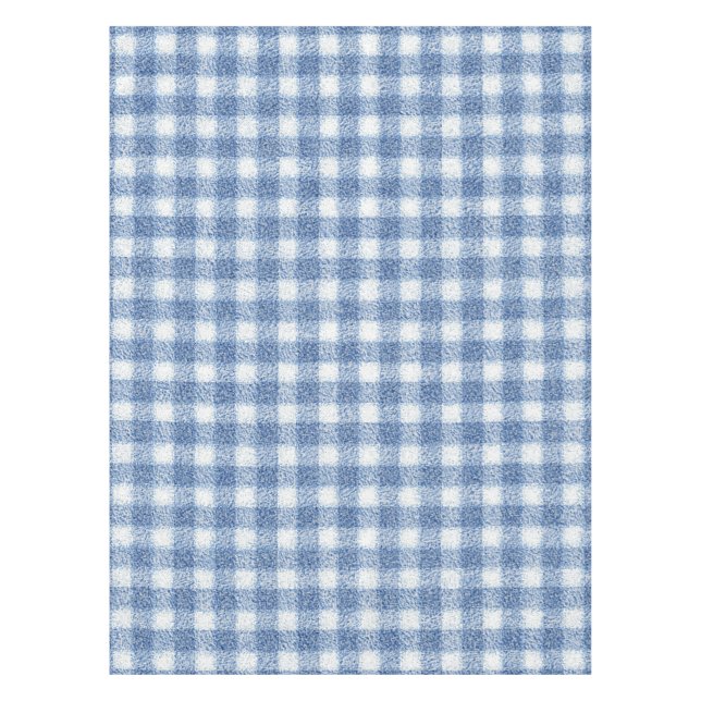 Classic Blue and White Gingham Check  Tablecloth (Front)