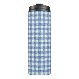 Classic Blue and White Gingham Check Thermal Tumbler