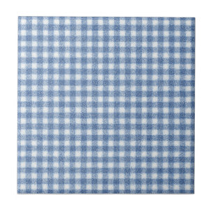Classic Blue and White Gingham Check Tile