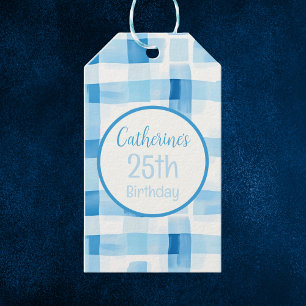 Classic Blue and White Gingham Checkered Pattern Gift Tags
