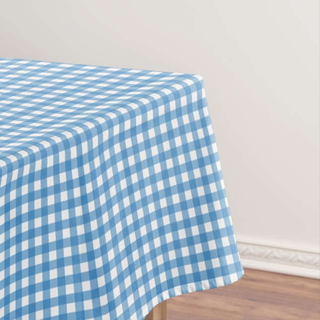 Classic Blue and White Gingham Picnic Party Tablecloth (In Situ)