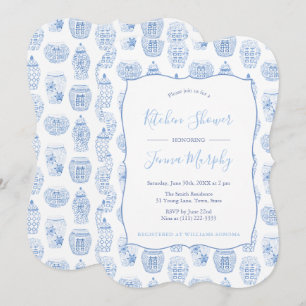 Classic Blue And White Kitchen Bridal Shower Party Invitation