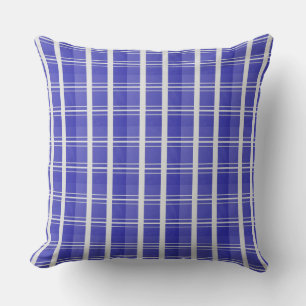 Classic Blue And White Plaid Cushion