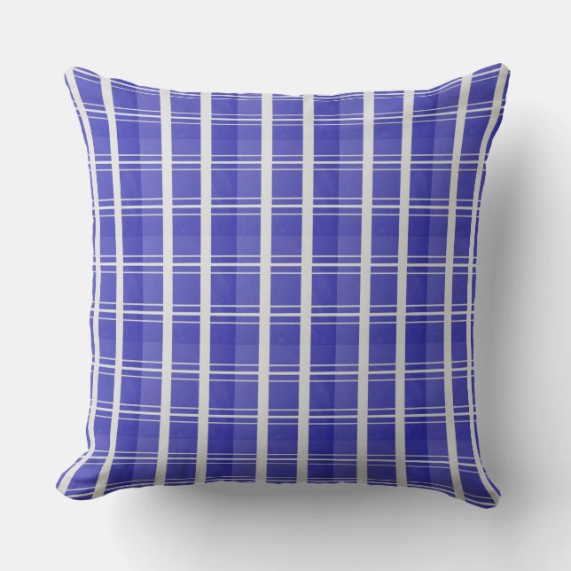 Classic Blue And White Plaid Cushion (Front)